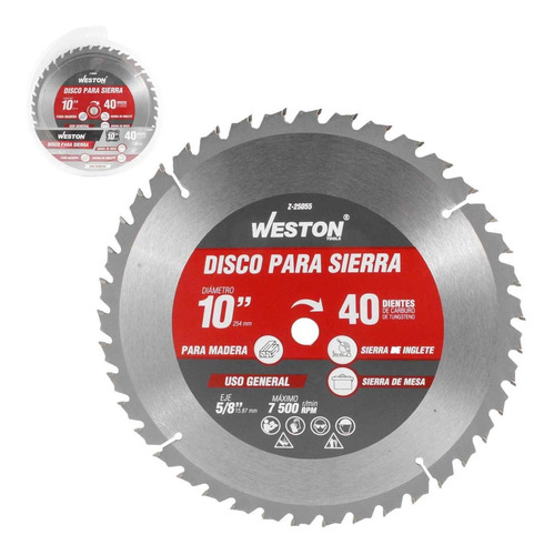 Disco Para Sierra Circular P/madera 10'' X 5/8'' 40dt