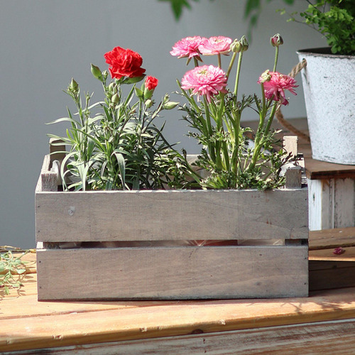 Maceta Rústica De Madera Para Verdes, Caja Decorativa