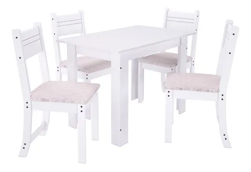 Juego de mesa Caribe con 4 sillas Indekes, diseño de tela blanca: liso