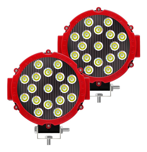 Juego X2 Faro Aux Proyector 51w Redondo 17 Led 4x4 Premium