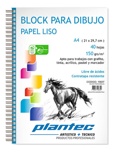 Block Plantec Dibujo Liso C/esp. A4 150grs. X40hjs.