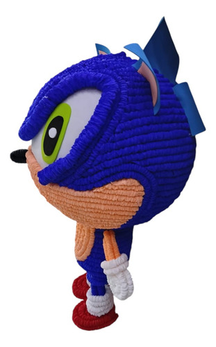 Piñata Artesanal De Cartón Personaje Sonic Multicolor Sonic Grande