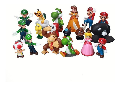 Kit Boneco Super Mario Bros 18 Miniaturas Sem Manchas 