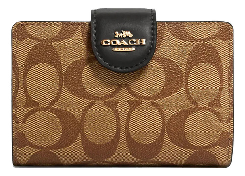 Billetera Coach Corner Zip Wristlet Con Diseño Monograma Color Caqui De Coated Canvas - 8.9cm X 12.5cm X 1.27cm