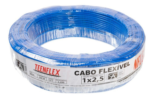 Fio Eletrico Cabo Flexivel 2,5mm Rolo 50 Metros Cor da cobertura Azul