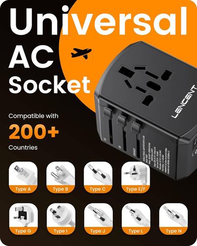 Adaptador De Corriente Universal 2 Usb C/a Para Viaje