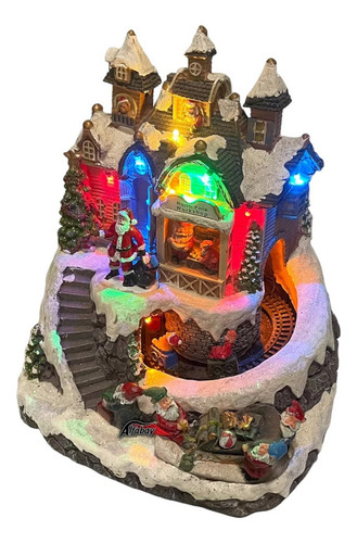 Vila Natalina Casa Do Noel Com Trem Giratório Musical E Led