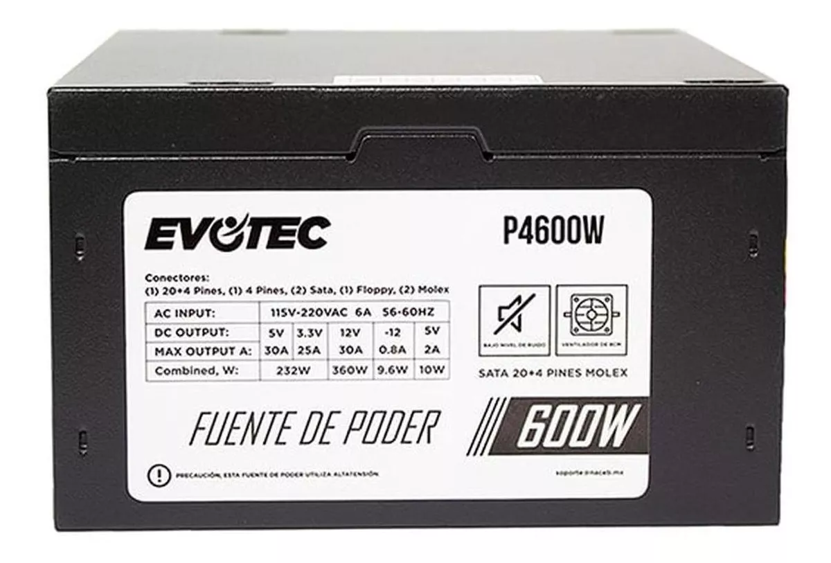 Tercera imagen para búsqueda de fuente de poder evotec 600w