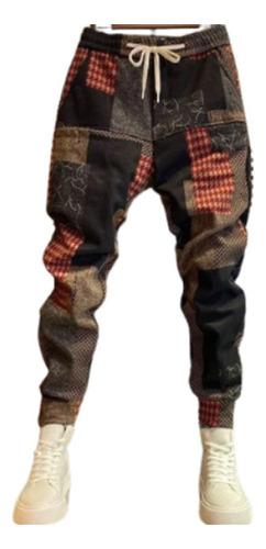 Pantalones Cargo Hombre Casual Hip Hop Con Color De Empalme