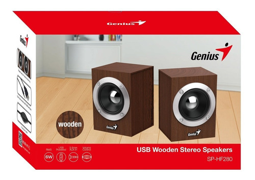 Parlantes Madera Genius Sp-hf280 Wooden Plug 3.5mm 6w