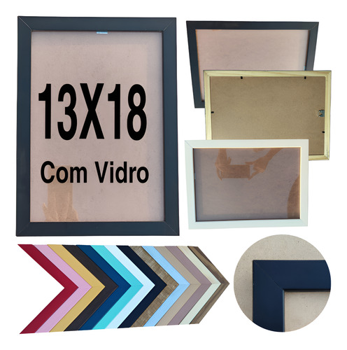 Molduras Quadro 13x18 De Qualidade Lisa Laqueada Com Vidro