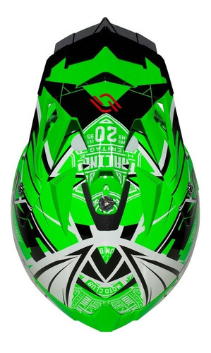 Capacete Shiro Thunder 3 Composto De Carbono Mx 917 Cross Motocross Trilha Enduro Cor Verde fluor Tamanho do capacete L(60)