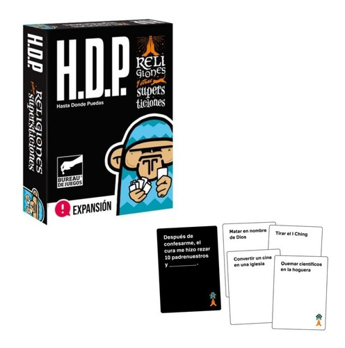 Imagen 2 de 4 de Juego de cartas H.D.P. Hasta donde puedas Religiones y otras supersticiones (Expansión) Buró