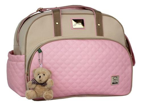 Bolsa Grande Maternidade Personalizada Bebe Menina Menino Cor Rosa-chiclete Desenho do tecido Matelassê