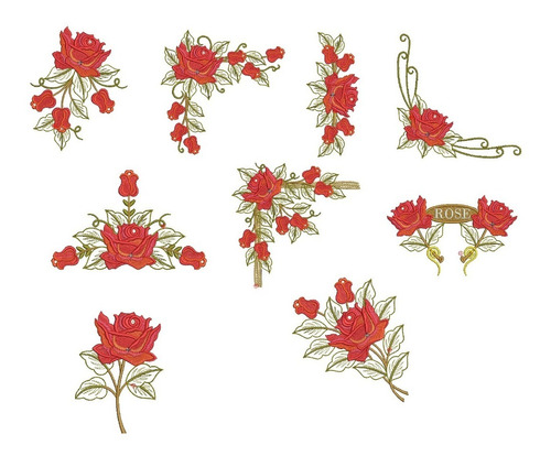 Diseños De Bordar Matrices Maquina Bordadora Rosas Flor 