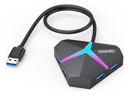 Hub Usb Extensor De 4 Puertos De 2 Pies, Femoro Usb 3.0 Hubs