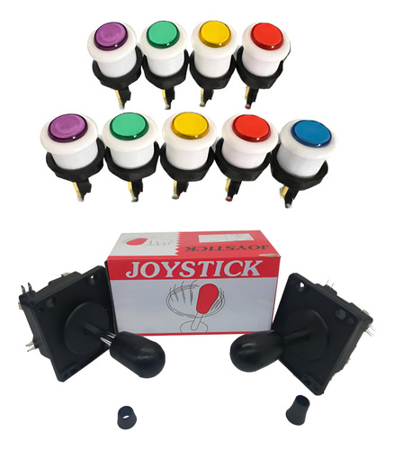 2 Palancas Joystick Básica Arcade, Mame Y 13 Botones Bicolor