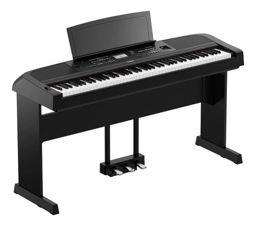 Piano Yamaha Dgx670 con estante L300b Dgx-670, color negro