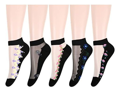 Calcetines Negros Transparentes Para Mujer Y Niña, Calcetine