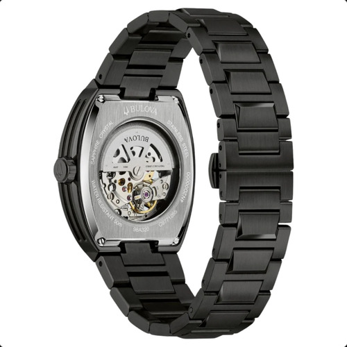 Relógio Bulova Masculino Automático Maquina 98a320 Correia Preto Bisel Preto