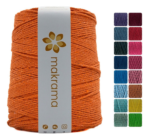 Makrama Cuerda Cordón De Algodón Para Macramé 2mm 1kg Colore Color Naranja