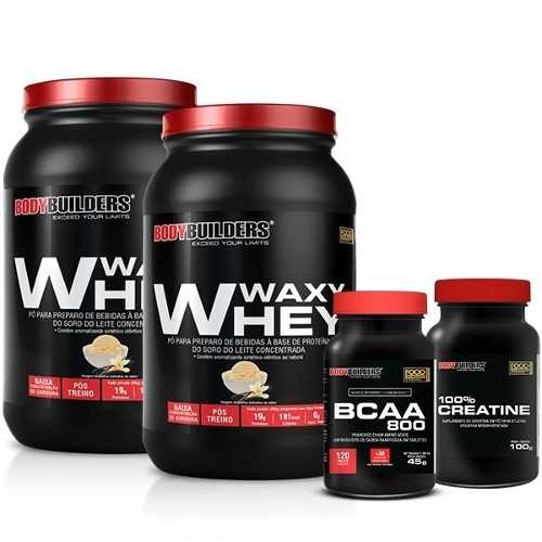 Kit 2x Waxy Whey 900g + Bcaa 120 + Creatina - Bodybuilders