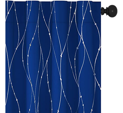 Deconovo - Cortinas Color Azul Real De 2 Paneles, Con Bolsil