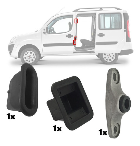 Kit 3 Bucha Guia Porta Fiat Doblo Superior Central Inferior