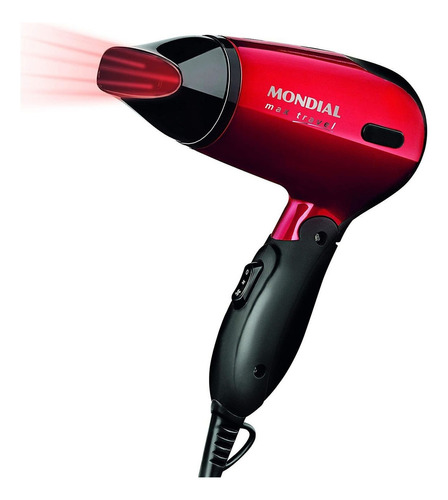 Secador De Pelo Mondial Max Travel Sc-10 1200w 2 Velocidades Color Rojo