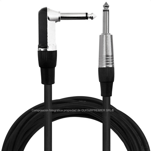 Imagen 1 de 8 de Cable Audio Guitarra Plug Angulo 90º Plug Recto Metal 3m