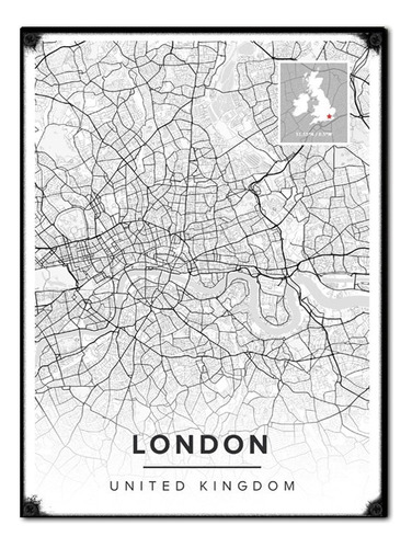 #989 - Cuadro Vintage - London City Plano Poster No Chapa