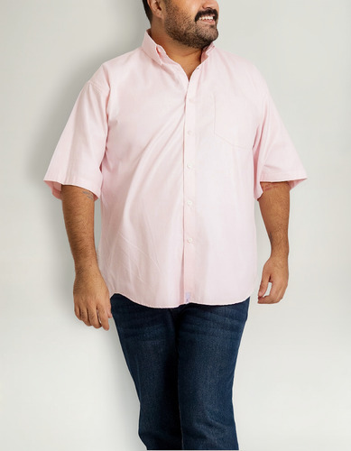 Camisa Caballero Ele Tallas Extras Liso Rosa E.182