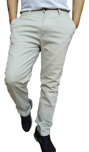 Pantalon Stretch En Dril Para Hombre Color Beige