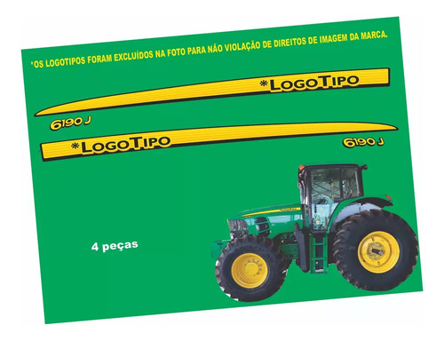 Kit Adesivos P/ Trator Agrícola J D 6190j - Faixas Decalque