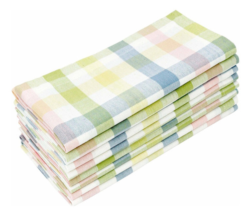 Cotton Craft Spring Gingham Pastel Plaid Set Of 8 Pure Co