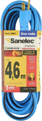 Extensión Uso Rudo Reforzada 3x16 Awg 4,6m - 2261 Sanelec