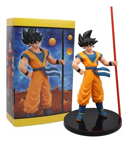 Figura Dragón Ball Z Son Goku Estatua Baculo Sagrado 22 Cm