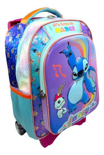 Mochila Rueditas Carrito Stitch Fancy Primaria Ruz Original Violeta Stitch