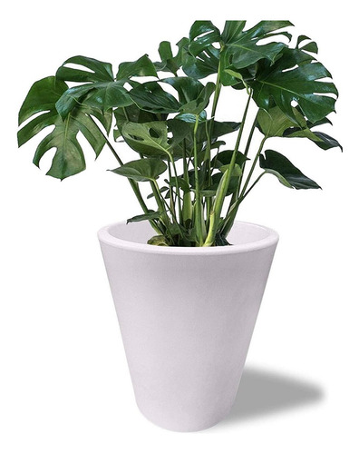 Maceta Plastico Redonda Con Drenaje, 38 Cm X 33 Cm Color Blanco
