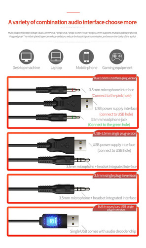 Auriculares Para Juegos Con Cable Orejeras Usb 7.1 Rosado