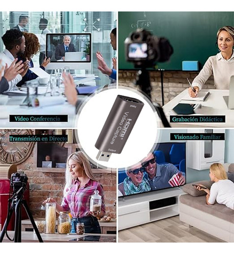 Tarjeta de Captura de Video Kopira CS-zjt 4k Hdmi A Usb 3.0 Convertidor de Video Audio Hdmi 1080p 60fps Color Gris