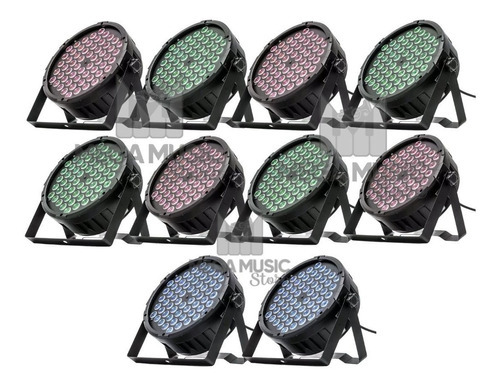 10 Refletor Led Par 64 60 Leds Cree De 3w Tri-led Slim 110V/220V