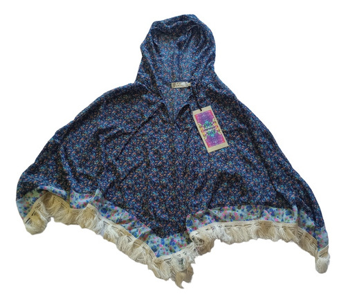 Blusa Poncho De Gasa Estampa Flores Marca Promesse