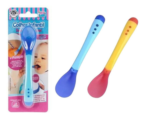 Colher Infantil Termo Sensível Proteção Silicone Para Bebe