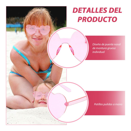 15 Pares De Lentes De Sol Con Forma De Corazón Sin Montura