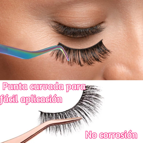 4 Pinzas Para Extensión De Pestañas + 2 Perfilador Plegable Color Paquete 2