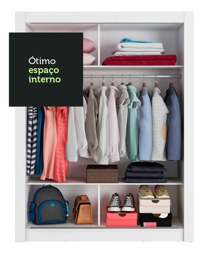 Ropero Closet Madesa Denver 2 Puertas Com Espejo Nn