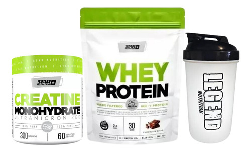 Star Nutrition Whey Protein Chocolate 908g Creatina 100% Pura 300g Y Vaso Legend 600ml