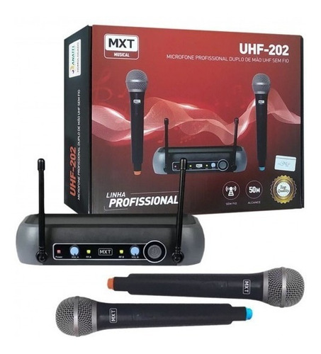 Microfones MXT UHF-202 dinâmico dinâmicos preto