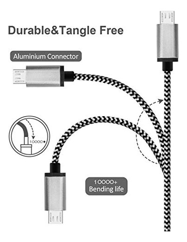 Cable Micro Usb 15ft Carga Rápida 3a - Nylon Duradero -